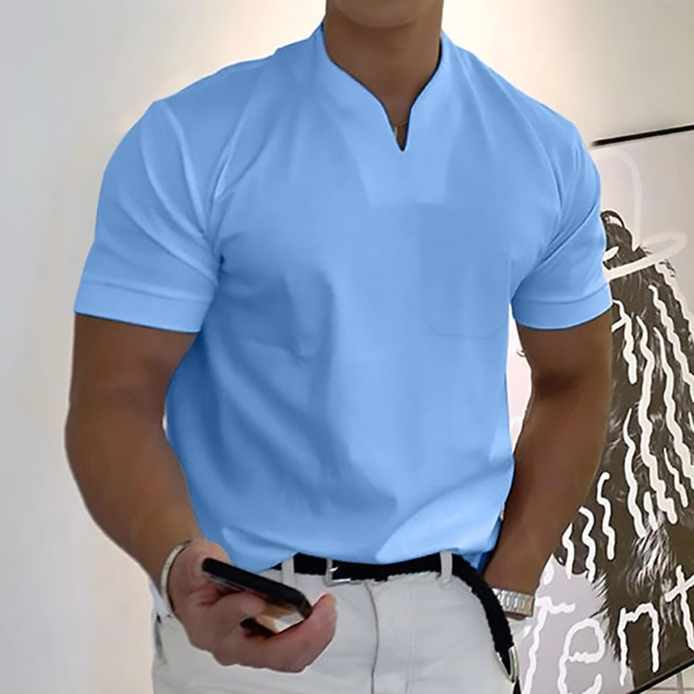 Jed | Men's Band Collar Pocket T-Shirt