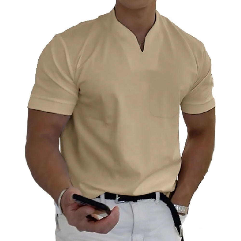 Jed | Men's Band Collar Pocket T-Shirt
